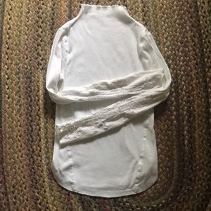 Free People mock turtleneck with lace like detailing in sleeves